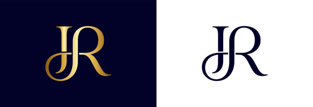 Classic JR monogram logo gold elegant design for professional branding.