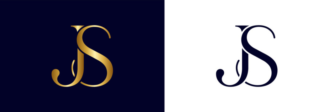 Black JS monogram minimalist logo on white background for branding.