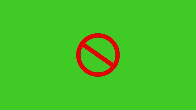 Warning, stop or no entry forbidden red circle Animation of delete, denied, ban or block icon in transparent background 4k motion animation with alpha channel.
