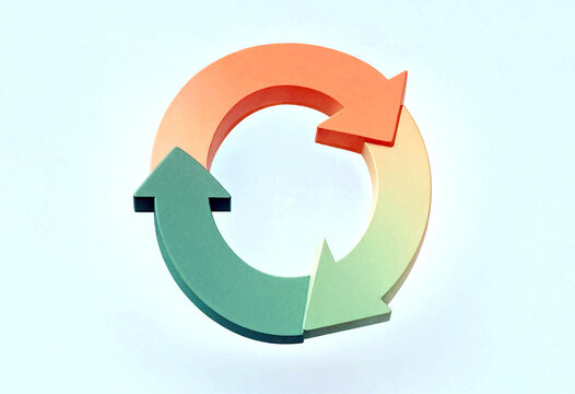 Circular arrow symbol representing recycling loop and continuous process isolated on transparent background