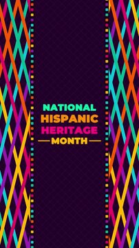 National Hispanic Heritage Month Animated Vertical Video Background with Colorful Geometric Border