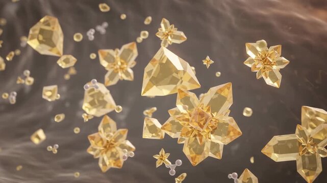 Kidney stone formation visualization: microscopic view of crystals forming in a ureter