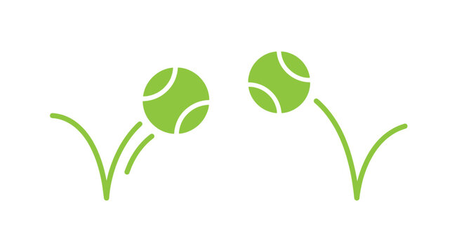 Green tennis balls bouncing over grass vector graphics with tennis ball tennis sport graphic bounce effect tennis action grass icon