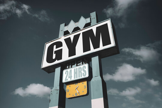 Gym open 24 hours sign