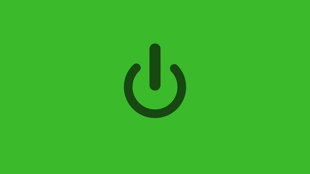 Power button icon isolated on black background for start or shut down control minimalist style. power reset button motion 4k animation with alpha.