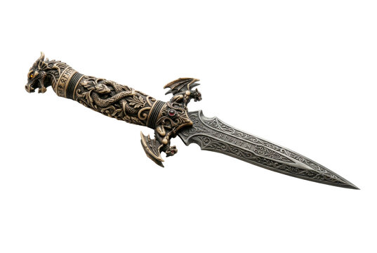 ornate fantasy dagger with dragon hilt and intricate carved runes