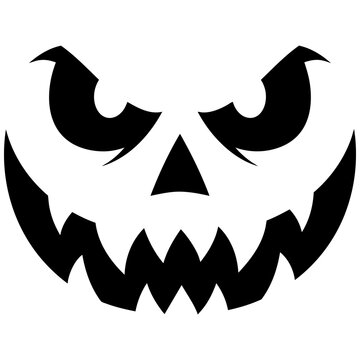 Scary halloween pumpkin carved face silhouette vector graphic for spooky holiday design with halloween silhouette illustration isolated