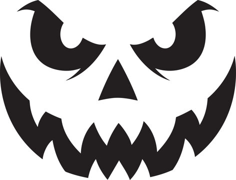 Spooky carved pumpkin face with scary expression vector illustration halloween face spooky smile evil eyes jack o lantern halloween graph