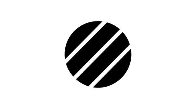 Abstract Circle Icon with Diagonal Stripes Minimalist Vector