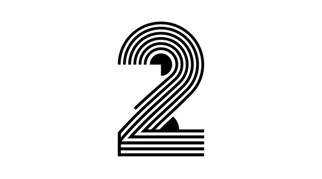 Number 2 Modern Line Art Vector Logo Design