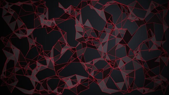 Abstract dark background with scattered crimson red pixelated elements