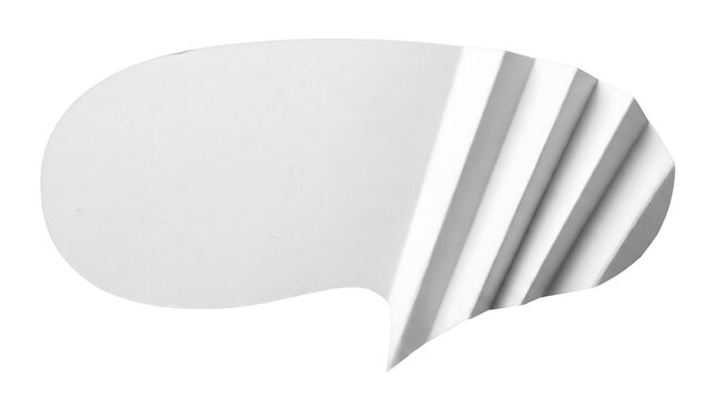 Blank white speech bubble with curled edge on white background