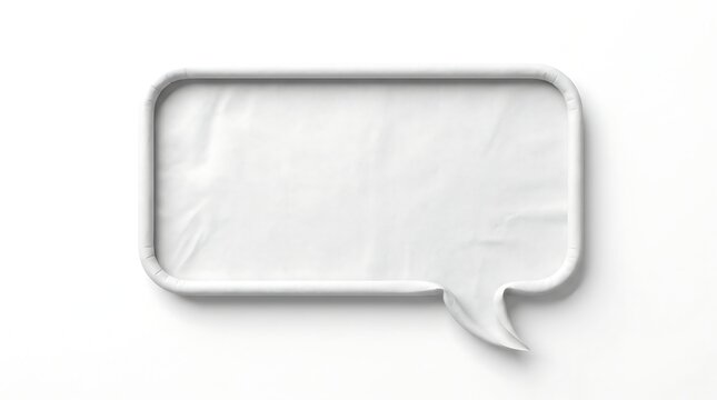 White speech bubble with crumpled paper texture on white background