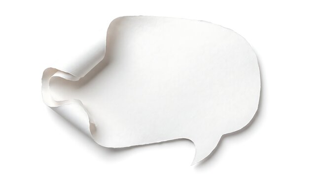 White speech bubble on plain white background for commenting