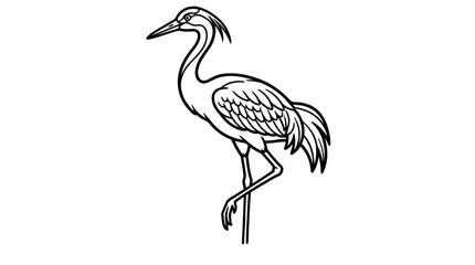 Naklejka premium Crane bird line art illustration for coloring page or vector graphic design element.