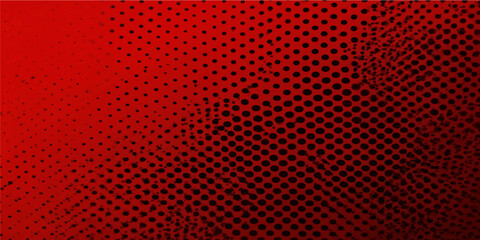 Obraz premium red and black halftone dot pattern gradient vector background with corner fading transition effect