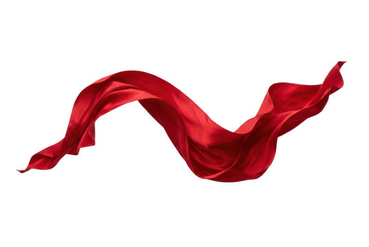 Red flowing fabric wave isolated on black background