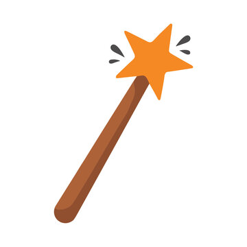 Orange star magic wand isolated on transparent background