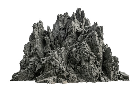 Sharp Jagged Mountain Peak Isolated on Solid Black Background