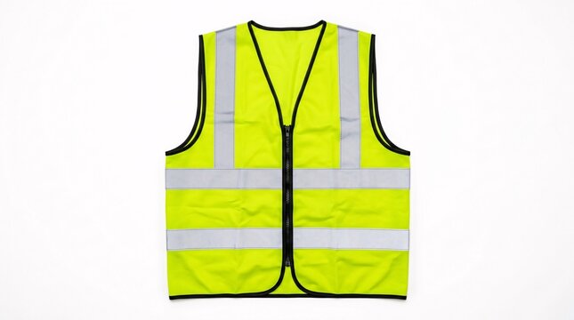 Fluorescent yellow safety vest with reflective bands for workers.