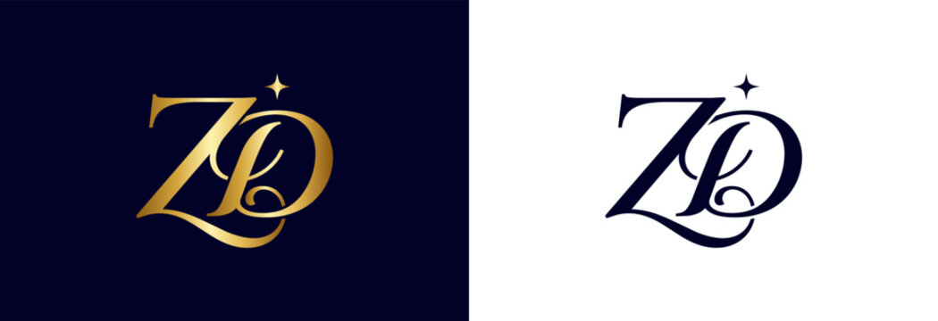Luxury monogram zd letter logo in gold gradient for premium branding identity.