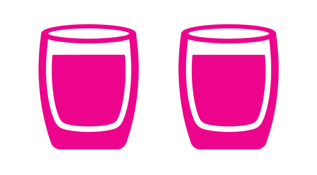 Two pink double walled glass cup icons vector graphic illustration with pink icon hot drink hot beverage restaurant glassware isolated