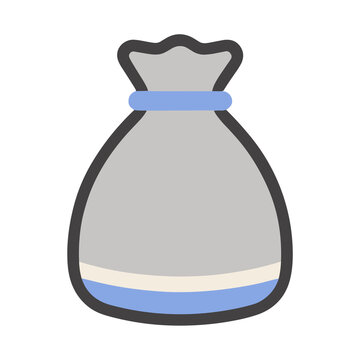 Gray drawstring bag icon