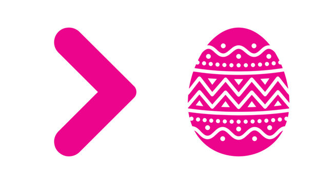 Pink easter egg and right arrow icon graphic elements isolated on white background with holiday egg spring icon easter illustration pink design