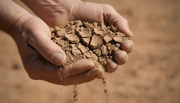 Crumbling Dry Earth In Cupped Hands