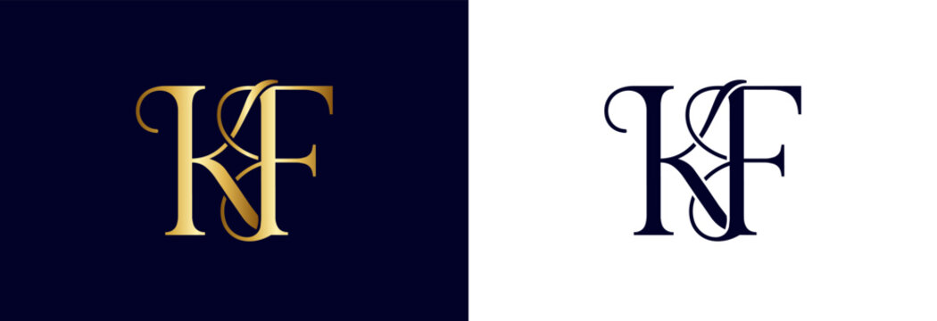 Stylish gold KF monogram logo for sophisticated business identity.