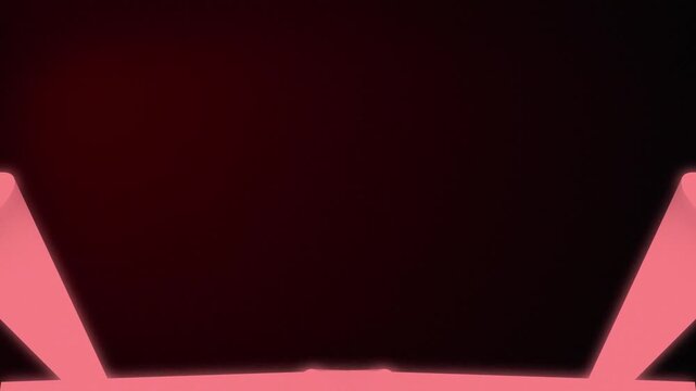 Animated glowing pair of stage spotlights beaming projector icons against a dark gradient grainy background abstract cinematic visual effects and digital shape graphics in vibrant colours red maroon