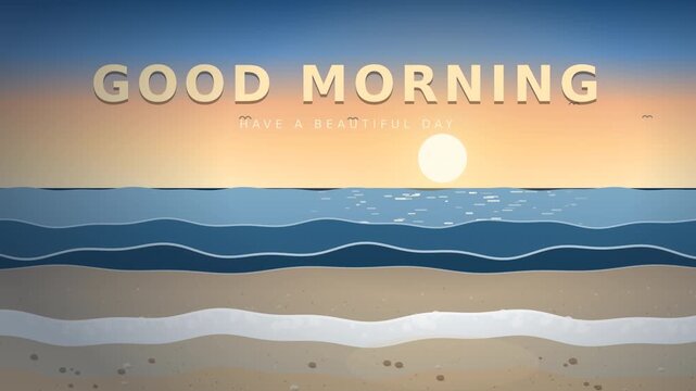 Good morning letter greeting in sunrise background 