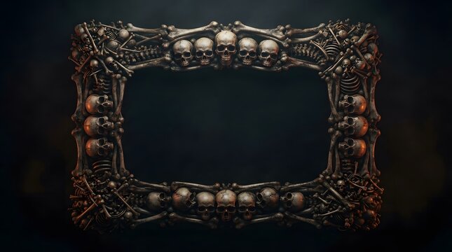 Ornate antique wooden frame with carved floral and gothic details on a dark background