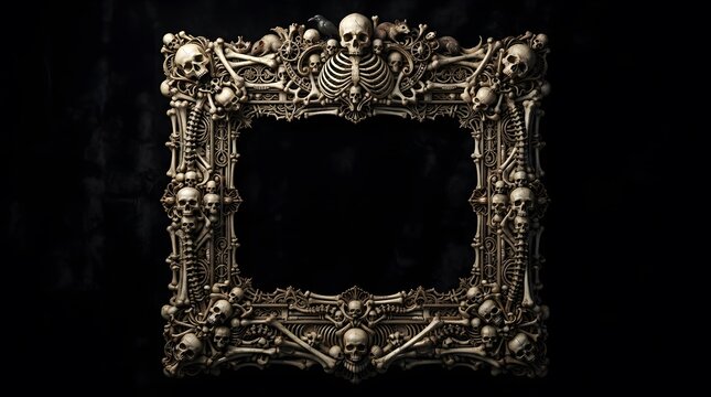 Intricate steampunk frame with gears cogs and mechanical elements against a black background