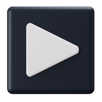 3D Play Button Icon Minimalist Dark UI Element