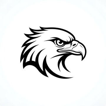 Stylized black and white eagle head logo icon design element