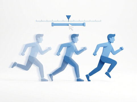 Running man motion sequence illustration with slider control interface