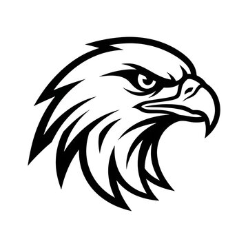 Stylized black and white bald eagle head emblem mascot vector illustration