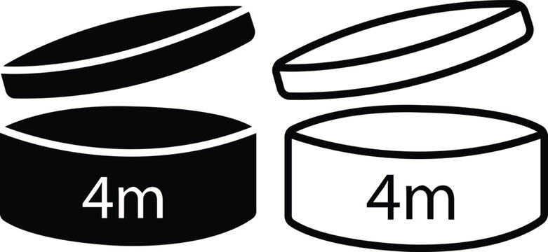 Period after opening PAO filled and outline icon set. 4 month 4m expiration symbols, open jar packaging mark for cosmetics label, beauty product shelf life and cosmetic tub vectors illustration.