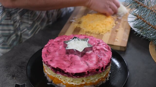 Culinary Process of Plating Layered Beetroot Salad