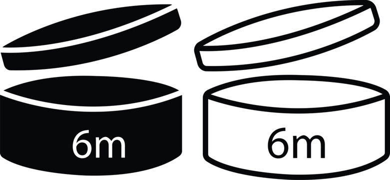 Period after opening PAO filled and outline icon set. 6 month 6m expiration symbols, open jar packaging mark for cosmetics label, beauty product shelf life and cosmetic tub vectors illustration.
