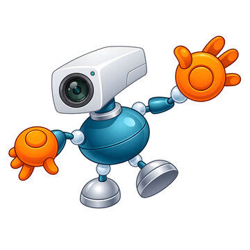CCTV camera robot waving hand