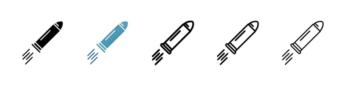 Bullet vector icon set in black and blue colors. Thin line customizable illustration. Contour symbol. Vector isolated outline drawing. Editable stroke