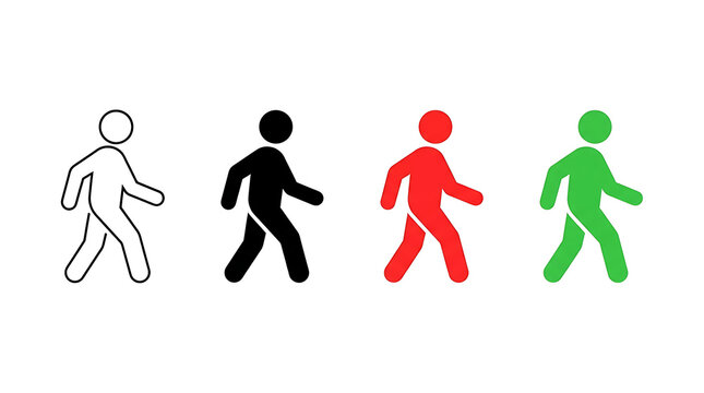 Four walking stick figures in different colors