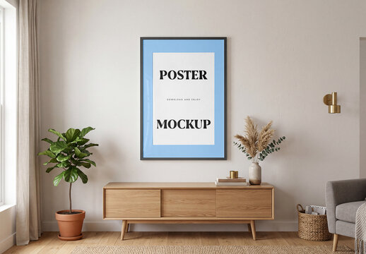 Poster in Living Room Mockup