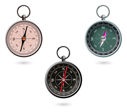 Three Compasses for Navigation and Adventure on transparent background