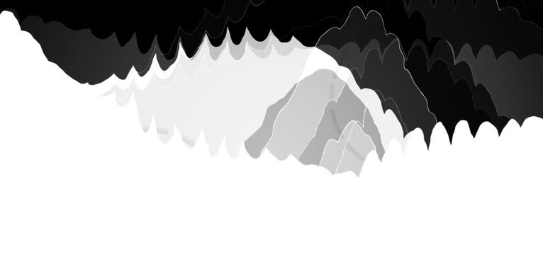 Abstract layers of jagged mountain peaks in a high contrast grayscale style