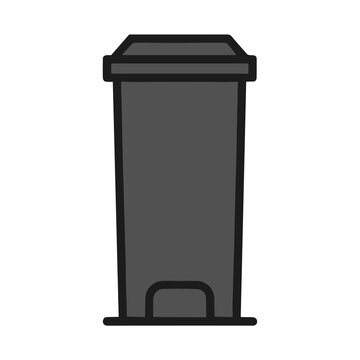 Gray trash can with lid and pedal