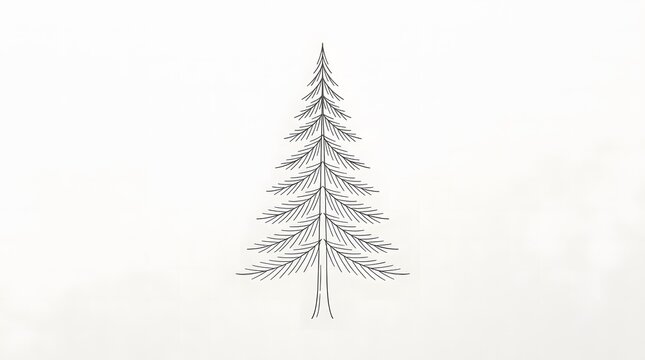 An elegant detailed black and white illustration of a christmas tree for festive holiday greetings