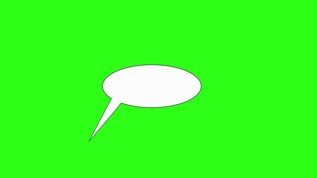 Blank white oval speech bubble popping up on a green screen. Add custom text for dialogue, chat, thoughts, or comic book effects